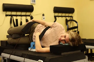 A patient set up on mechanical traction at Spine and Scoliosis Clinic